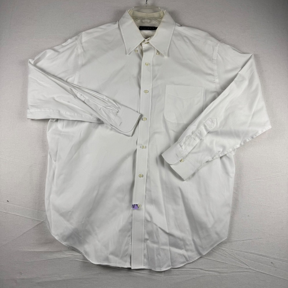 Lauren Ralph Lauren Mens White Non Iron Cotton Dress Shirt 17.5 34/35